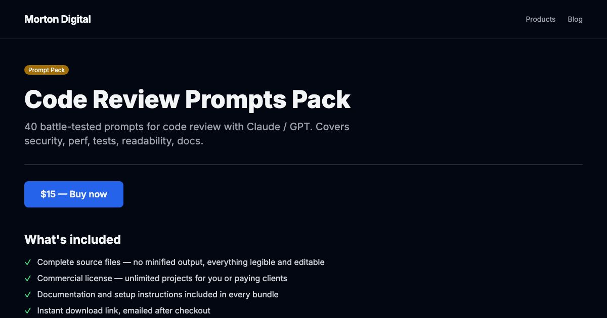 Code Review Prompts Pack preview