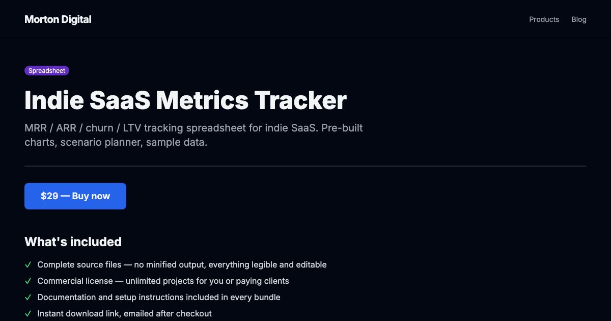 Indie SaaS Metrics Tracker preview