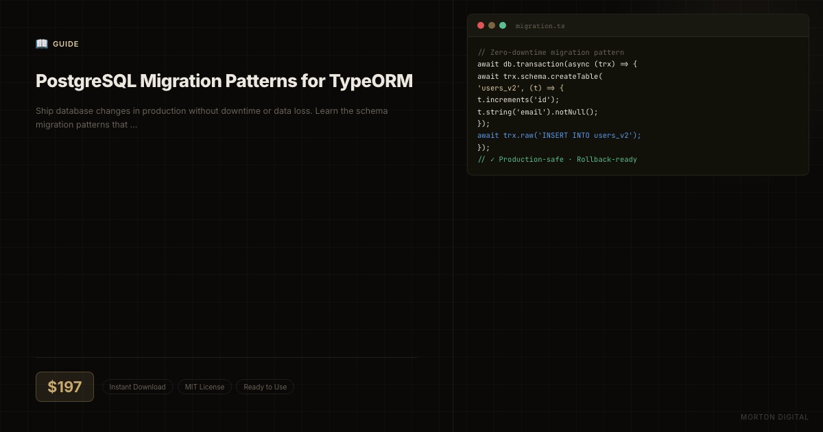 PostgreSQL Migration Patterns for TypeORM preview
