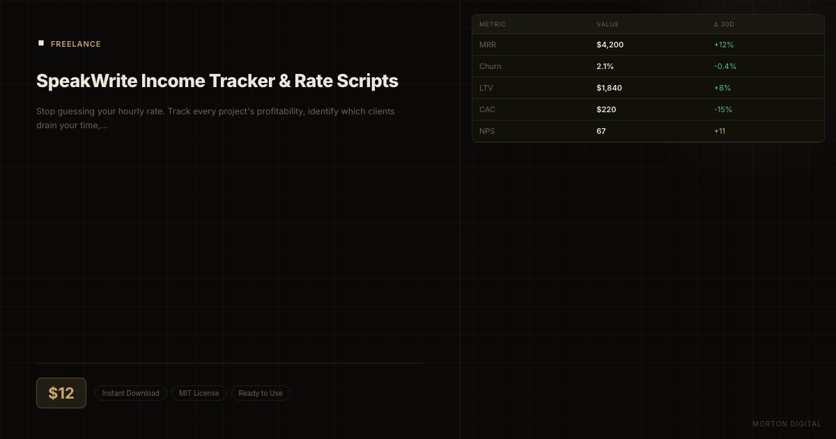 SpeakWrite Income Tracker & Rate Scripts preview